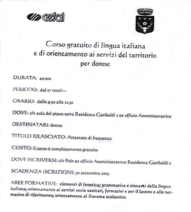 corso di italiano Garibaldi 2 2003