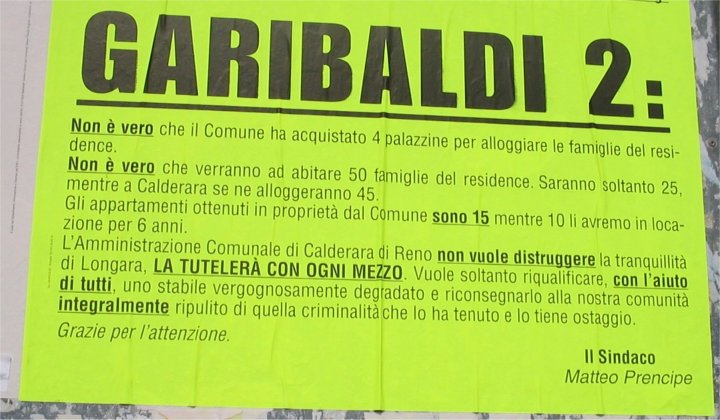 Manifesto del sindaco Prencipe ai cittadini di Longara - dettaglio