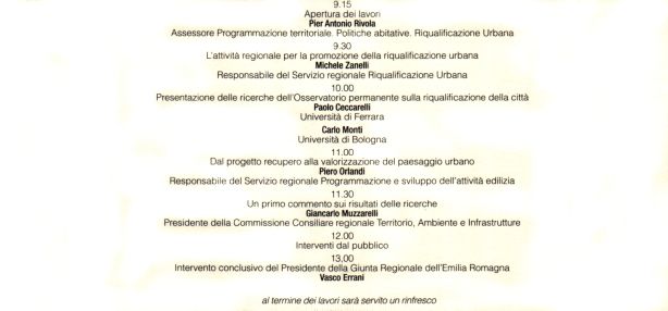 Convegno riqualificazione urbana in Emilia Romagna