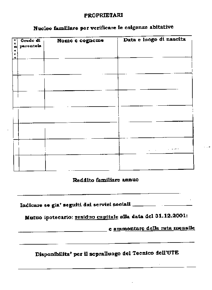 Modulo disponibilita'  dei proprietari a perizia Ing. Pizzi